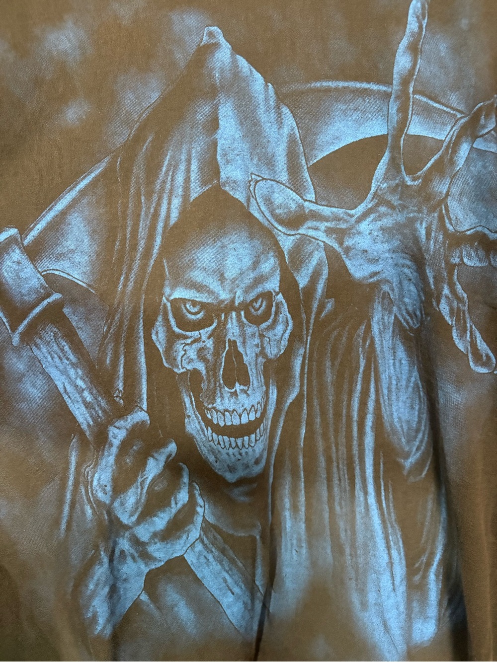 3D EMBLEM Vintage One Stitch Black Graphic Skull Reaper Tee - Picture 3 of 7